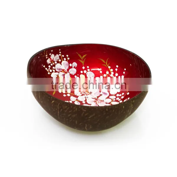 Coconut Shell Bowls With Beautiful Panted Inside, Handmade Lacquer Coconut Bowl, 100% Made in Vietnam photo-3