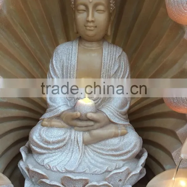 LED Lighting Resin Religion Buddha Water Fountain Decorations photo-6