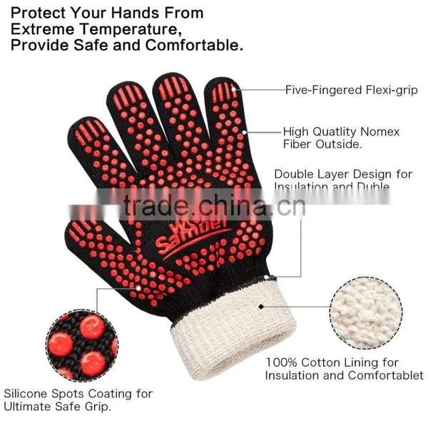 Non-Slip Kitchen Oven Mitts Heat Proof Gloves, Insulated Potholder for Cooking, Baking, Barbecue photo-5