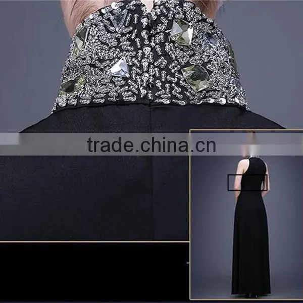 New Summer Formal Evening Elegant Sexy Long Slim Women Black Halter Dress photo-4