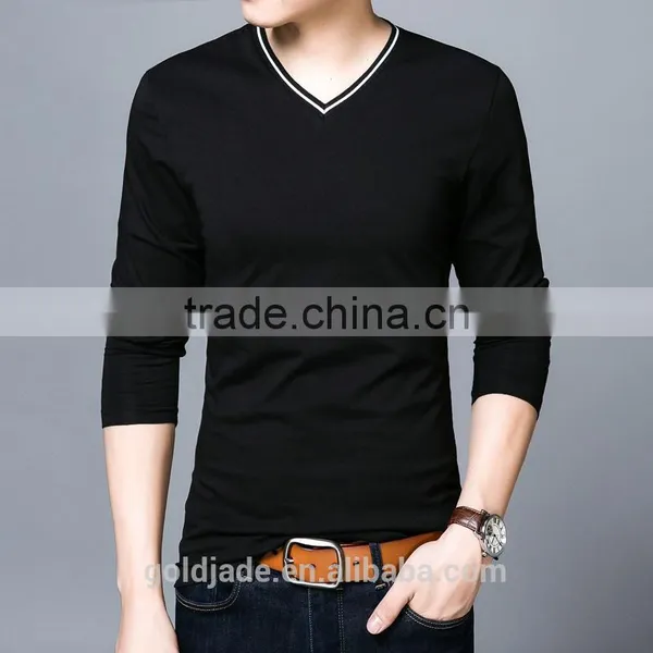 China Factory V Neck Blank Good Quality Long Sleeve Cotton Inner T Shirt In Bulk Sales photo-2