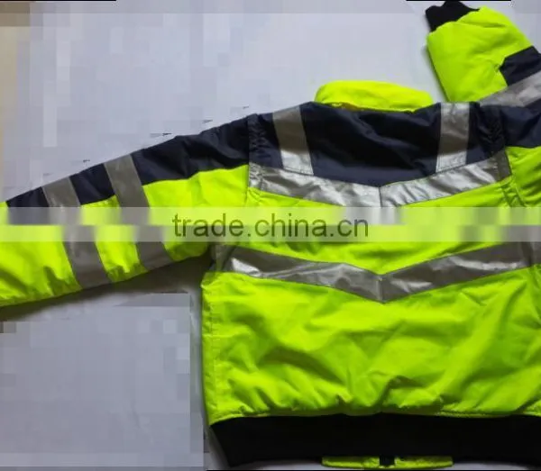 2017 Navy Yellow High Visibility Reflective Safety Jacket photo-2