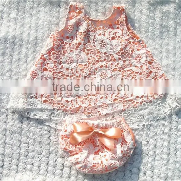 High Quality Baby Girl 2pcs Set,100%cotton 2pcs Lace Set for Infant Girls photo-3