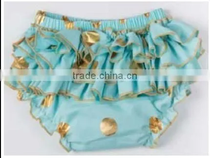 Chinese Product and Low Price Wholesale Gold Polka Dot Ruffle Baby Bloomer for 6months to 4years Baby Kids photo-2
