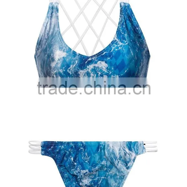 Ladies Fashion Print and Cross Strap Bikini-2 photo-4