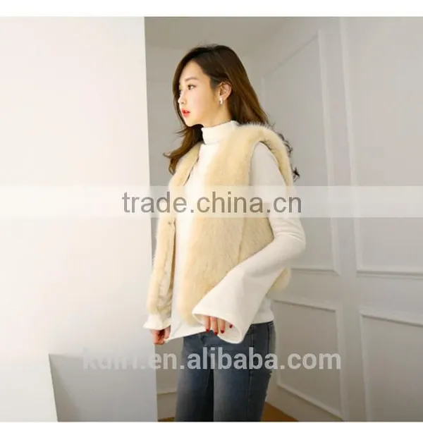2017 Wommens Short Secction Faux Fox Fur Vest Casual Winter And Autumn Female Sleeveless Fox Jackets Waistcoats Fpc-467 photo-2
