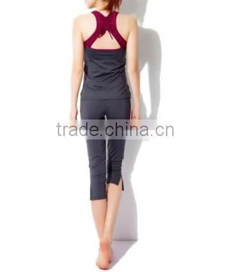 Red Woman Jogging Shirts Body Building Sport Wear Aerobics Pant Suit photo-2