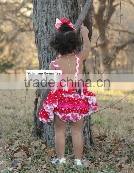 Baby New Valentine Swing Tops Swing Outfits With Matching Necklace and Bows photo-4