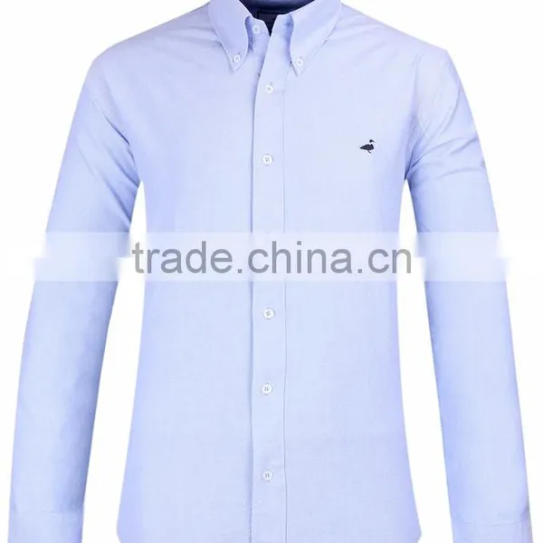 2017 New Blue Oxford Men's Long Sleeve Casual Shirt Wholesale photo-2