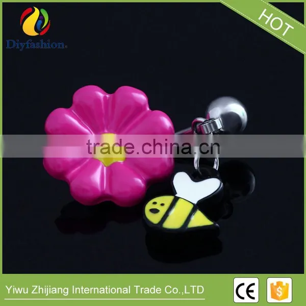 Cute Animal Stainless Steel Flower Honey Body Piercing Belly Ring photo-5