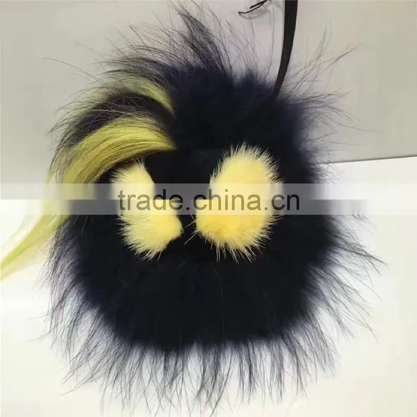 Colorful Promotional Fashion Fur Accessories Raccoon Fur Fuzzy KeyChain