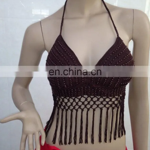 S-3061# American Hollow Beaded Belly Dance Clothing Top photo-2