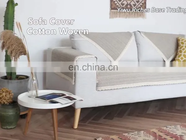 Plain Style Large Sofa Throws Covers Knitting Fitted Sofa Cover With Cotton Laciness