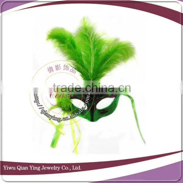 Cheap Wholesale Blue Lady Cocktail Feather Party Eye Masks photo-2