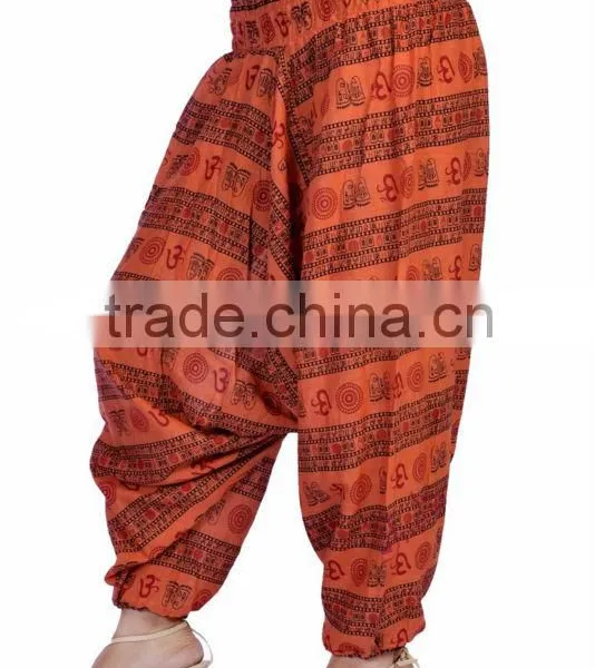 Women Om Printed Cotton Harem Pants Afghani