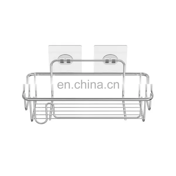 Oem Manufacturer Multifunctional Wall Mounted Metal Shower Towel Storge Shelf Bathroom Rack With Magic Sticker