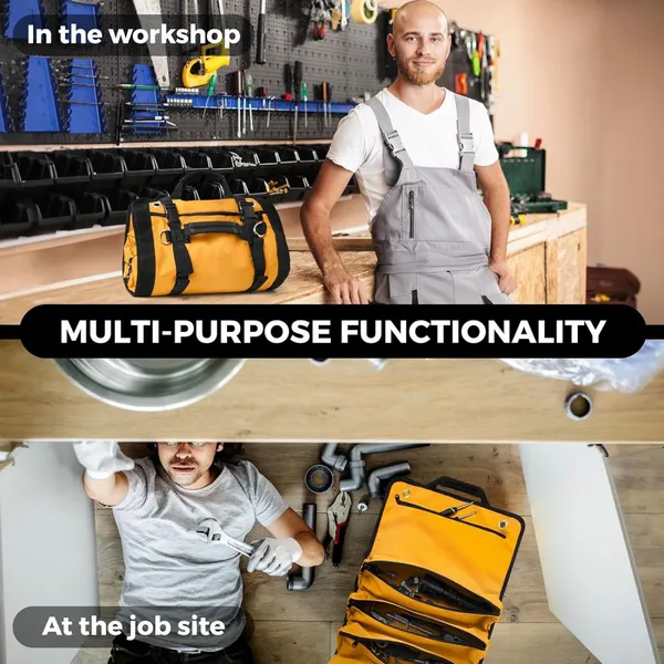 Heavy Duty Tool Roll Bag Organizer - Travel Roll up Tool Bag With 6 Zip Organizer Pouches photo-4