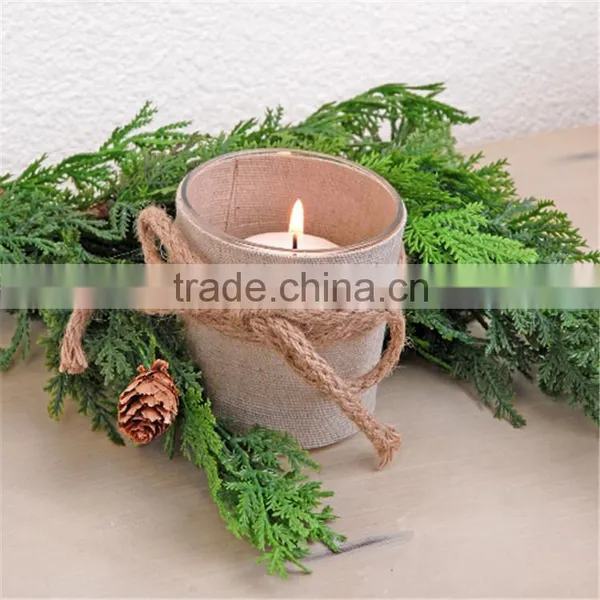 Votive Holder Cups Burlap /Burlap Mason Jar Vase / Glass Bowl For Bar photo-3