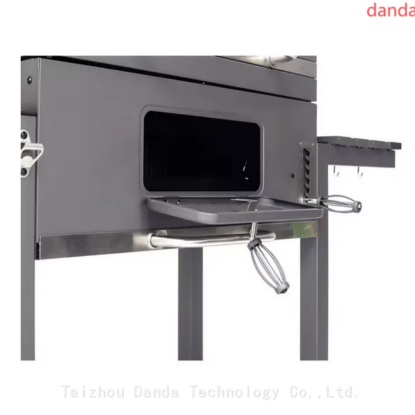 Outdoor BBQ Charcoal Grill With Two Shelf Table With Big Size Wheel photo-3