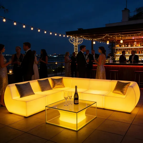 LED PE Plastic Portable Outdoor Commercial Bar Sofa Set With Illuminated Design for Night Club Lounge Modern Furniture photo-5