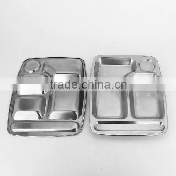 Chaozhou Factory 5 Grid Student School Lunch Tray,buffet Tray,stainless Steel Food Serving Tray photo-4