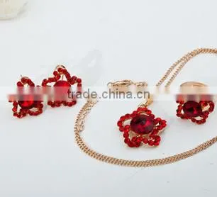 Bridal Ruby Red Necklace Earring Set Lateat Design Jewelry Set photo-4