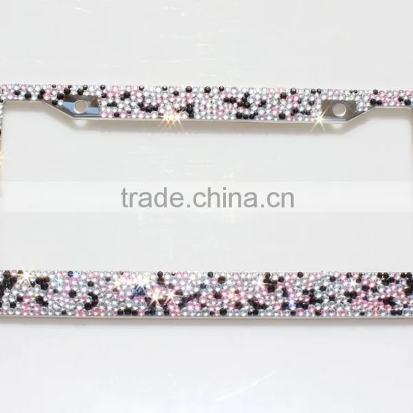 Stylish Rhinestone Bling Bling Stainless Steel Metal American US Auto Car License Plate Frame Rhinestone photo-2