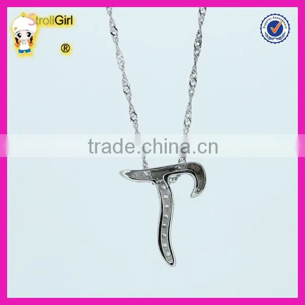 Personalized Letter Necklaces With Water Wave Chain, Cheap T Pendant Zircon Necklace photo-6