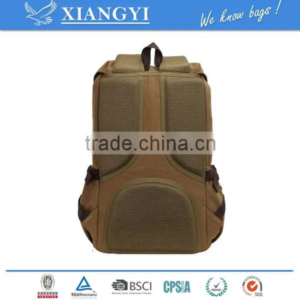 Vintage Men's Military Canvas Leather Travel Backpack Hiking Rucksack School Bag New Design in 2016 photo-2