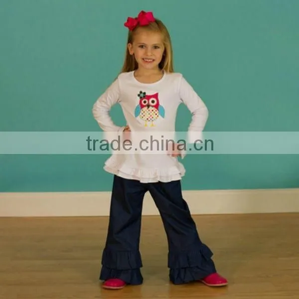 Little Girls Ruffle Tunic Top Long Sleeves Boutique Wholesale Children's Fancy Top Pant Set Tunic Top With Matching Ruffle Pant photo-5