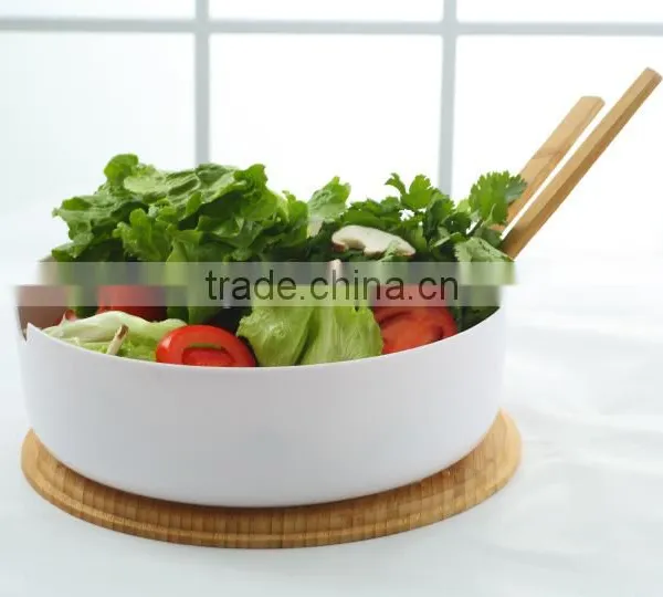 Hot Sell BPA Free Top Quality Salad Mixing Bowl Food Grade PP Bowl With Bamboo Lid Spoon and Fork photo-2