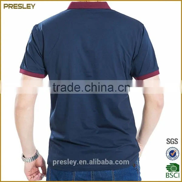 2016 OEM Custom Men Navy Cotton Classic Collar Dri Fit Polo Shirt Wholesale photo-2