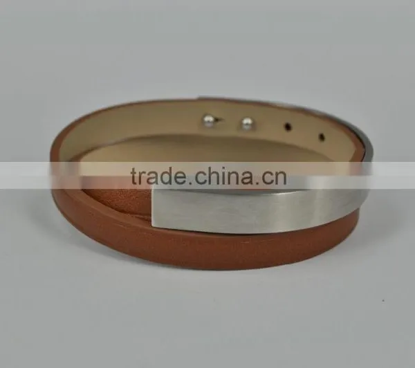 Leather Jewelry Hot Sale Steel Time Leather Bracelet Plain Leather Bracelet photo-3