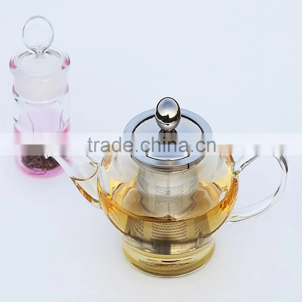 Hot Sale Regular Choices Glass Teapot With Strain Steel Infuser, Lids