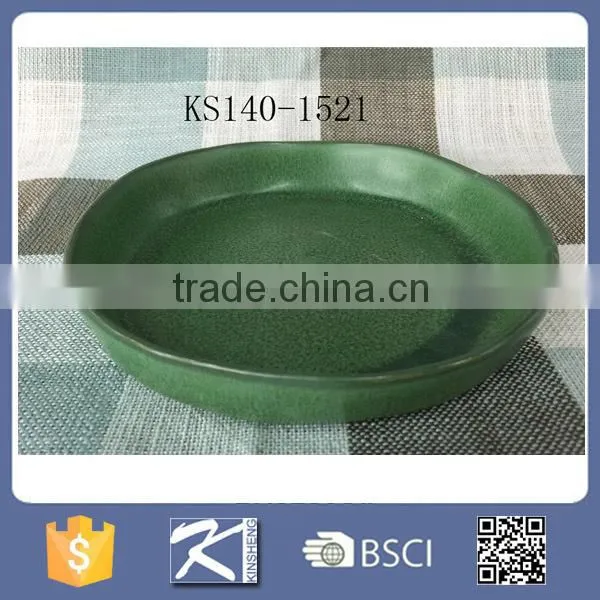 Glazed Green Porcelain Dish Plate in Emerald Green photo-4