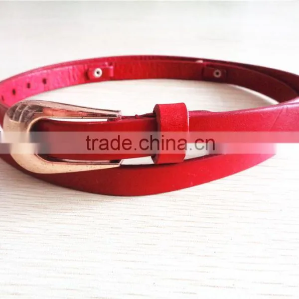Red Skinny Genuine Leather Belts for Women Dress