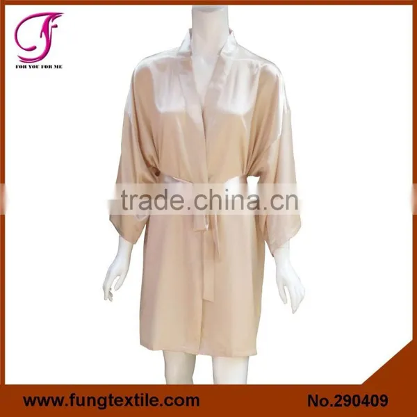 2904 Many Colors Available Good Quality Solid Short Satin Bride Robe photo-3