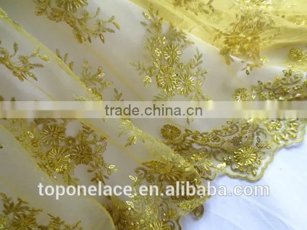 Pink Bridal Lace Fabrics Wholesale Evening Sequins Beaded Dresses French Lace Fabric photo-6
