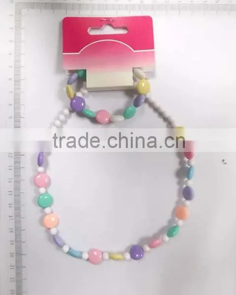 Lovely Multicolor Beaded Necklace Bracelet Set With Little Flowers for Children photo-3