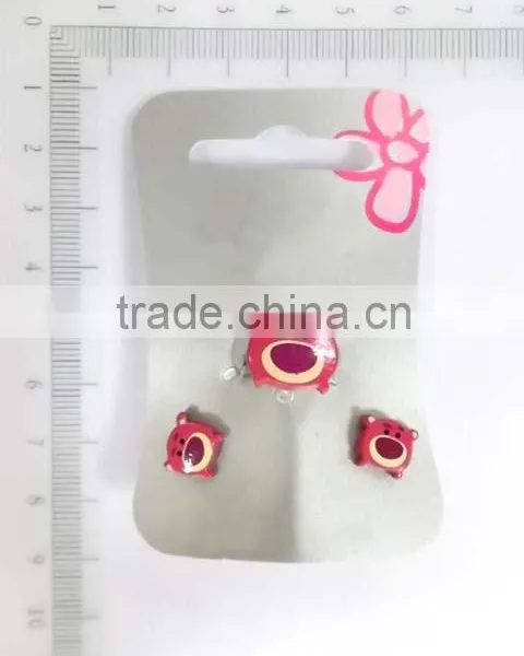 Cute Acrylic Carton Animal Earring and Ring Set for Kids photo-6