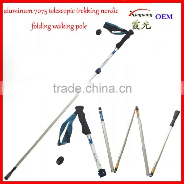 5 Sections Alumium7075 Telescopic Adjustable Trekking Pole Nordic Folding Walking Stick Hiking Pole