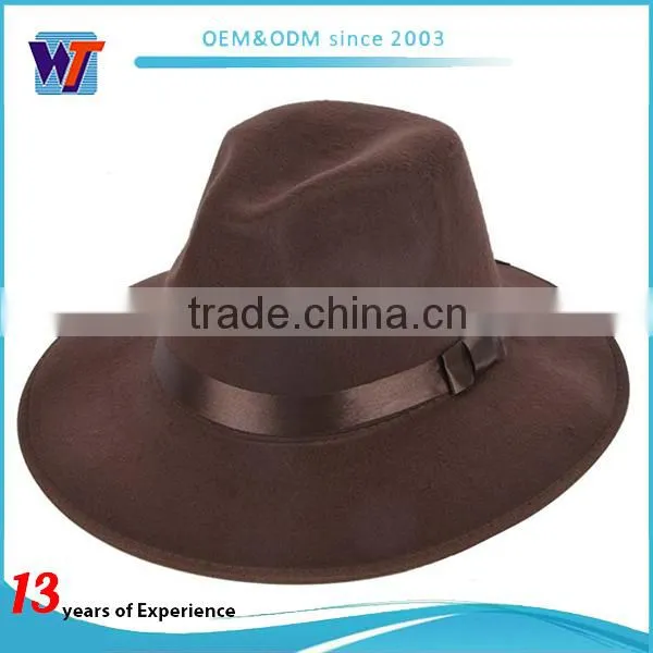Blank Promotion Cheap Felt Hat Fedora Hat With Woven photo-5