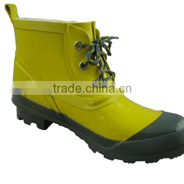 Yellow Lace-up Ankle Rubber Boots photo-2