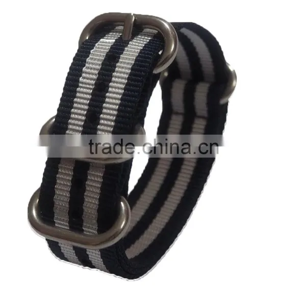 4 Rings Black Gray Stripe James Bond Zulu ODM Watch Bands