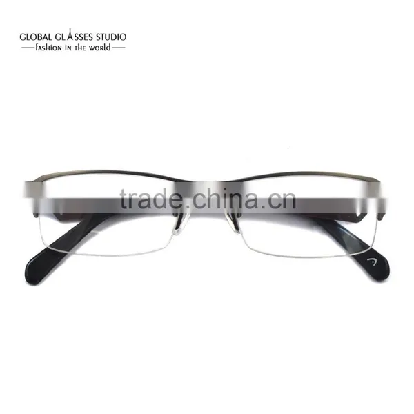 Designer Inspired Half Rim Fashion Grey & White Men Metal Cool Eyewear Optical Frames Glasses HD640 photo-2