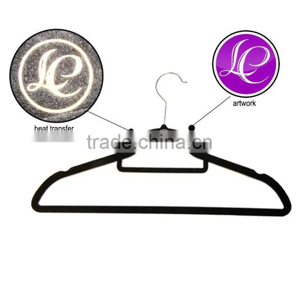 Black Velvet Flocked Flocking Hanger With Logo
