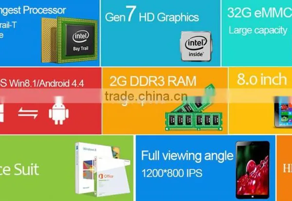 Original 8.0 Inch CHUWI VI8 Dual OS Tablet WIN 8.1 & Android 4.4 64bit Quad Core 1.8Ghz 2+32GB 2.0+0.3MP 1280x800px 5000mAh photo-3