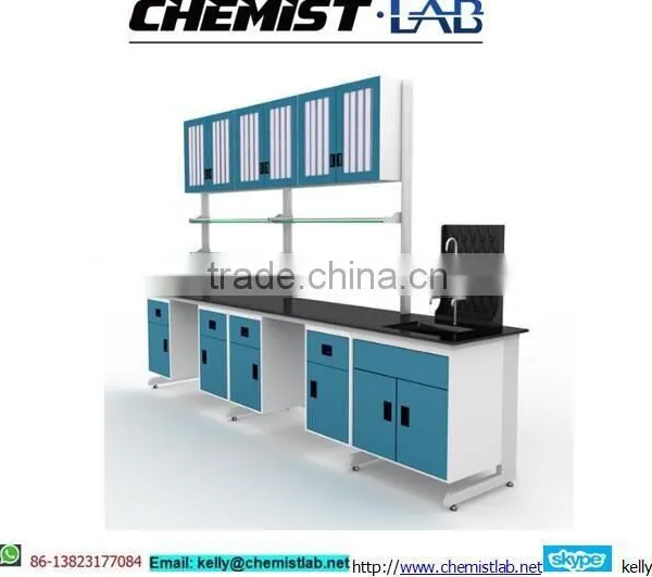 Heavy Duty Steel Physical Lab Work Table With Full Height Drawers & Epoxy Resin Top photo-2