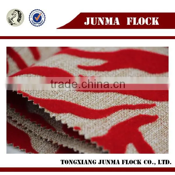 Fashion Design Red Pattern China Textile Polyester Linen Flocked Dri Fit Fabric photo-3