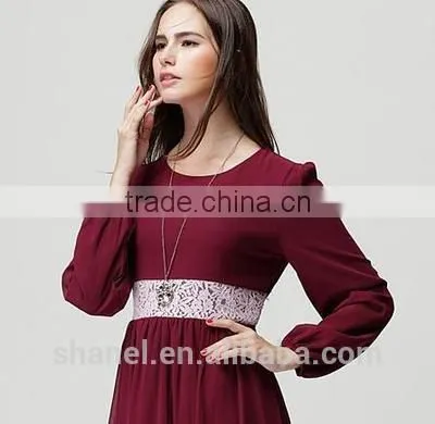 Hot Sale Chiffon Baju Muslim Abaya Dress Lace Waist Muslim Kaftan Abaya photo-2